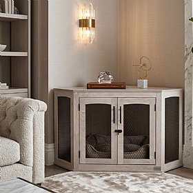 Quapas Ash Indoor Corner Wooden Dog Crate