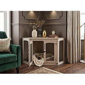 Quapas Ash Indoor Corner Wooden Dog Crate