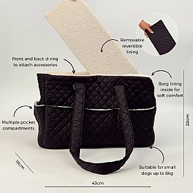 Black Diamond Quilted Small Breed Dog Carrier
