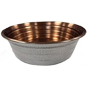 Quapas Ribbed White Leather Copper Dog Bowls