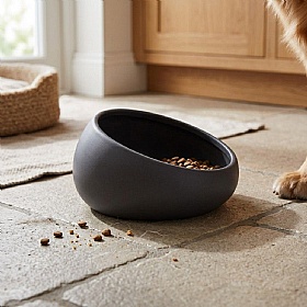 Quapas Light Grey Ceramic Slanting Dog Bowl