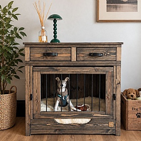 The Nook Atelier Up & Over Solid Wood Dog Crate Black