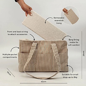 Cocopup London Linen Stripes Small Breed Dog Carrier