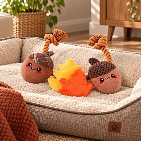 Autumn Tailz Squeaky Acorn Tug Rope Dog Toy
