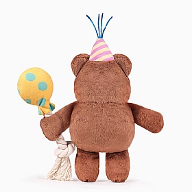 Yappy Birthday Party Bear Squeaky Plush Dog Toy